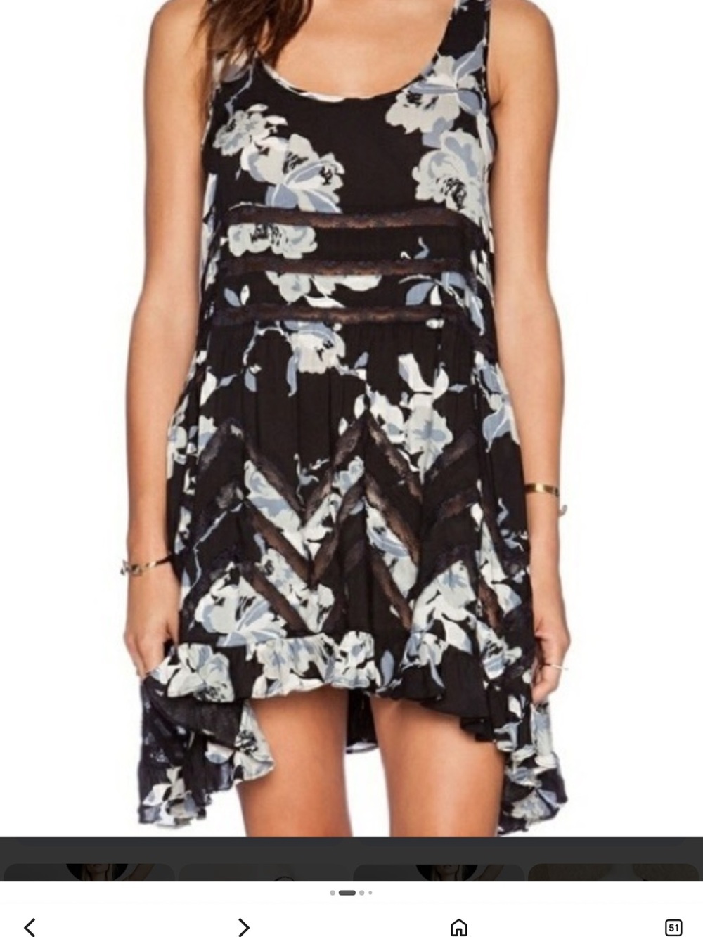 Floral Black Sleeveless Mini Dress with Lace Insets